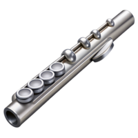 dynamic breathtaking Classical flute, silver-plated, keys closed, soft lighting, side view, detaileillustration, isolateon transparent background,high-resolution product photography top-tier png