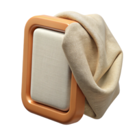 acclaimerenaissance Rectangular fabric-covereframe with a linen texture, neutral color, front view, soft lighting, isolateon transparent background,high-resolution product photography exclusive png