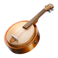pristine quintessential Banjo, wooden resonator, metal strings, soft lighting, front view, detaileillustration, isolateon transparent background,high-resolution product photography png