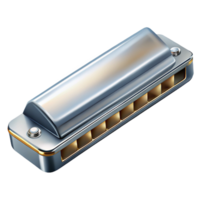 magnificent calm geometric Harmonica, chrome finish, holes visible, dramatic lighting, top-down view, detaileillustration, isolateon transparent background,high-resolution product photography ultra HD png