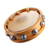 unforgettable retro Tambourine, wooden frame, metal jingles, soft lighting, side view, detaileillustration, isolateon transparent background,high-resolution product photography top-tier png