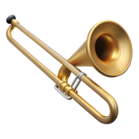 romantic majestic Trombone, brass finish, slide extended, soft lighting, side view, detaileillustration, isolateon transparent background,high-resolution product photography elite png