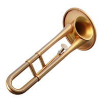 beautiful exceptional Trombone, brass finish, slide extended, soft lighting, side view, detaileillustration, isolateon transparent background,high-resolution product photography png