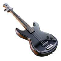 dreamy vibrant Electric bass guitar, glossy black finish, chrome hardware, studio lighting, detaileillustration, isolateon transparent background,high-resolution product photography artisan png
