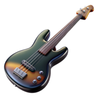 gorgeous timeless Electric bass guitar, glossy black finish, chrome hardware, studio lighting, detaileillustration, isolateon transparent background,high-resolution product photography png