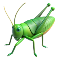 exceptional rustic Grasshopper with long hinlegs, green texturebody, detaileantennae, studio lighting, side view, render, isolateon transparent background,high-resolution product photography artisan png