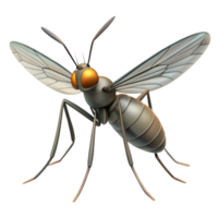 serene nostalgic victorian Mosquito with long proboscis, thin body, delicate wings, soft lighting, front view, render, isolateon transparent background,high-resolution product photography high quality png