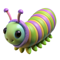 majestic whimsical coastal Caterpillar with colorful stripes, fuzzy body, multiple legs, studio lighting, render, isolateon transparent background,high-resolution product photography elite png