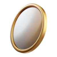 magnificent timeless Oval wall mirror with a thin, brushegolmetal frame, glossy finish, soft lighting, front view, icon style, isolateon transparent background,high-resolution product photography png