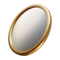 vibrant standout Oval wall mirror with a thin, brushegolmetal frame, glossy finish, soft lighting, front view, icon style, isolateon transparent background,high-resolution product photography png