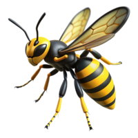 bolmesmerizing Wasp with slender body, yellow anblack stripes, stinger, dramatic lighting, side view, render, with transparent background,high-resolution product photography elite png