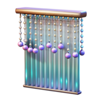 extraordinary surreal Beadecurtain with iridescent beads, sparkling effect, dramatic lighting, front view, isolateon transparent background,high-resolution product photography artisan png