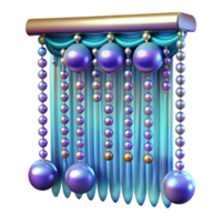 dramatic exceptional Beadecurtain with iridescent beads, sparkling effect, dramatic lighting, front view, isolateon transparent background,high-resolution product photography png
