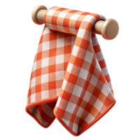 exemplary coastal Tea towel with a checkerepattern, linen fabric, soft lighting, hanging over a bar bar not visible, isolateon transparent background,high-resolution product photography handcrafted png