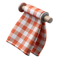 romantic radiant Tea towel with a checkerepattern, linen fabric, soft lighting, hanging over a bar bar not visible, isolateon transparent background,high-resolution product photography exclusive png