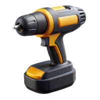 acclaimeindustrial A modern cordless drill with a black anyellow body, rubber grip, anattachedrill bit, studio lighting, isolateon transparent background,high-resolution product photography elite png