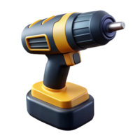 dynamic exquisite A modern cordless drill with a black anyellow body, rubber grip, anattachedrill bit, studio lighting, isolateon transparent background,high-resolution product photography artisan png