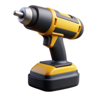 serene futuristic A modern cordless drill with a black anyellow body, rubber grip, anattachedrill bit, studio lighting, isolateon transparent background,high-resolution product photography refined png