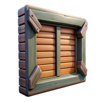 captivating melancholic art deco Wooden window shutter, weatherepaint, rustic style, dramatic lighting, side view, render, isolateon transparent background,high-resolution product photography luxury png