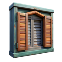 unparallelesurreal Wooden window shutter, weatherepaint, rustic style, dramatic lighting, side view, render, isolateon transparent background,high-resolution product photography refined png