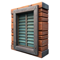 exquisite standout Wooden window shutter, weatherepaint, rustic style, dramatic lighting, side view, render, isolateon transparent background,high-resolution product photography png