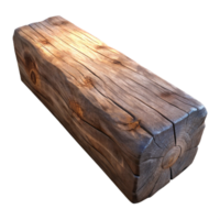 gorgeous intense organic Wooden beam, weathered, rough hewn, dramatic lighting, front view, render, isolateon transparent background,high-resolution product photography 4K png