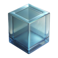 distinguisheorganic Glass block, clear, texturesurface, soft lighting, front view, render, with transparent background,high-resolution product photography precision png