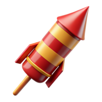 iconic bohemian Single firework rocket, reangolstripes, fuse visible, matte finish, dramatic lighting, isolateon transparent background,high-resolution product photography masterfully captured png