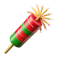 wonderful iconic Roman candle firework, multiple reangreen starbursts emerging sequentially, motion blur, dramatic lighting, isolateon transparent background,high-resolution product photography png