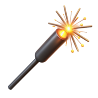 splendinotable Single firework sparkler, burning tip, glowing embers, trailing smoke, close-up, isolateon transparent background,high-resolution product photography png