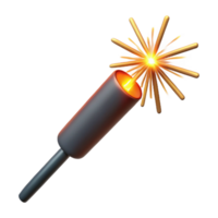 serene distinguisheSingle firework sparkler, burning tip, glowing embers, trailing smoke, close-up, isolateon transparent background,high-resolution product photography png