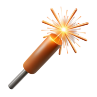 extraordinary coastal Single firework sparkler, burning tip, glowing embers, trailing smoke, close-up, isolateon transparent background,high-resolution product photography professional png