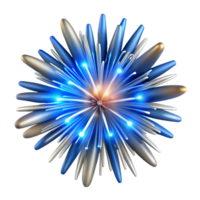 iconic urban Exploding firework, burst of vibrant blue ansilver sparks, intricate details, photorealistic, front view, isolateon transparent background,high-resolution product photography professional png