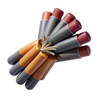 alluring iconic Bundle of firework fuses, intertwinestrands, brown angrey colors, textured, close-up, isolateon transparent background,high-resolution product photography png