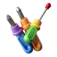 ethereal majestic Set of colorful screwdrivers with different sizeheads anergonomic handles, studio lighting, top-down view, isolateon transparent background,high-resolution product photography luxury png