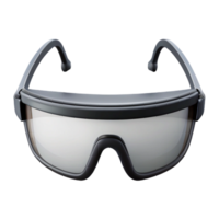 melancholic alluring Safety glasses with clear lenses anblack frames, studio lighting, front view, isolateon transparent background,high-resolution product photography precision png