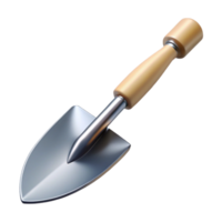 fascinating playful abstract Shovel with a wooden handle ana pointemetal blade, soft lighting, side view, isolateon transparent background,high-resolution product photography 4K png