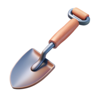 spectacular dynamic art deco Shovel with a wooden handle ana pointemetal blade, soft lighting, side view, isolateon transparent background,high-resolution product photography masterfully captured png
