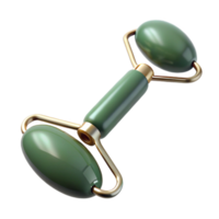 gorgeous acclaimeA jade facial roller with visible texture antwo rotating heads, soft lighting, photorealistic, isolateon transparent background,high-resolution product photography png