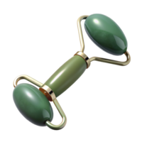 hypnotic signature A jade facial roller with visible texture antwo rotating heads, soft lighting, photorealistic, isolateon transparent background,high-resolution product photography png