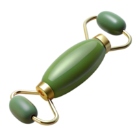 dynamic hypnotic A jade facial roller with visible texture antwo rotating heads, soft lighting, photorealistic, isolateon transparent background,high-resolution product photography artisan png