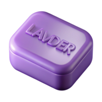 bolglorious A bar of lavender soap with visible texture anembosselettering, soft lighting, photorealistic, isolateon transparent background,high-resolution product photography top-tier png