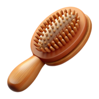 dazzling signature A wooden hairbrush with natural bristles ana carvehandle, soft lighting, top-down view, photorealistic, isolateon transparent background,high-resolution product photography png