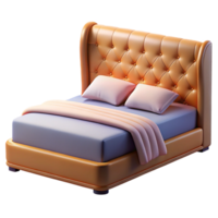 splendinordic Queen size beframe, upholstereheadboard, tuftefabric, soft lighting, front view, isolateon transparent background,high-resolution product photography elite png