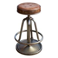 tranquil striking Metal bar stool, industrial style, distressefinish, studio lighting, side view, isolateon transparent background,high-resolution product photography precision png