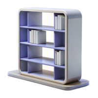 unforgettable artistic Modern bookshelf, minimalist design, white lacquer finish, studio lighting, front view, isolateon transparent background,high-resolution product photography expertly shot png