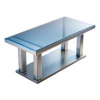 sumptuous notable Glass anmetal dining table, modern design, rectangular shape, studio lighting, front view, isolateon transparent background,high-resolution product photography png