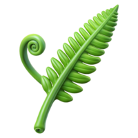 iconic traditional Single, unfurling fern frond, light green, delicate texture, soft lighting, side view, isolateon transparent background,high-resolution product photography flawless png