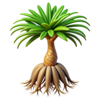beautiful distinguishePalm tree root system, complex network of roots, earthy texture, studio lighting, side view, photorealistic, isolateon transparent background,high-resolution product photography png