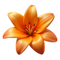 serene gothic Single, vibrant orange lily flower with detailepetals anstamen, dramatic lighting, front view, isolateon transparent background,high-resolution product photography original png